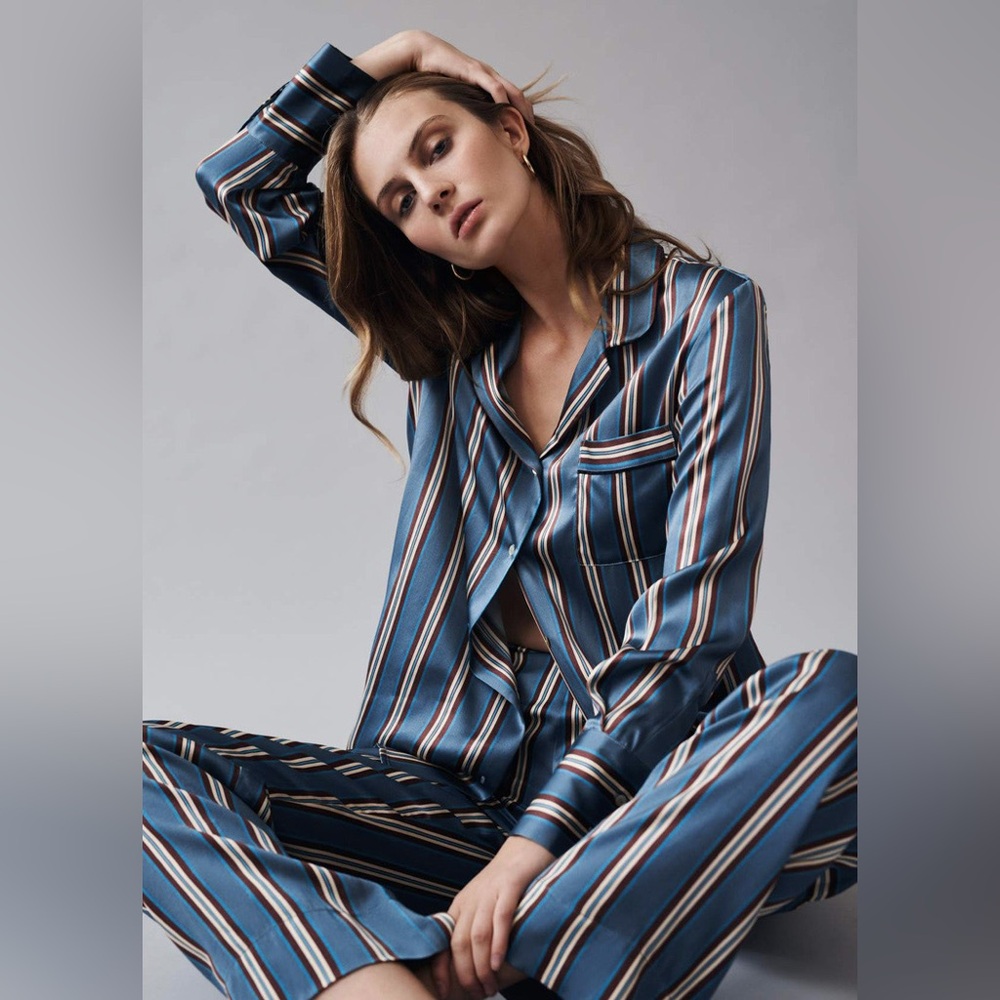 Striped Blue and Red Pants brand new  100 silk
